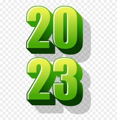 Green 3d Text 2023 Isolated Graphic On Clear Background PNG