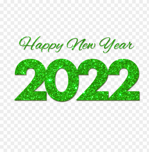 green glitter happy new year 2022 free Isolated Item with Transparent Background PNG