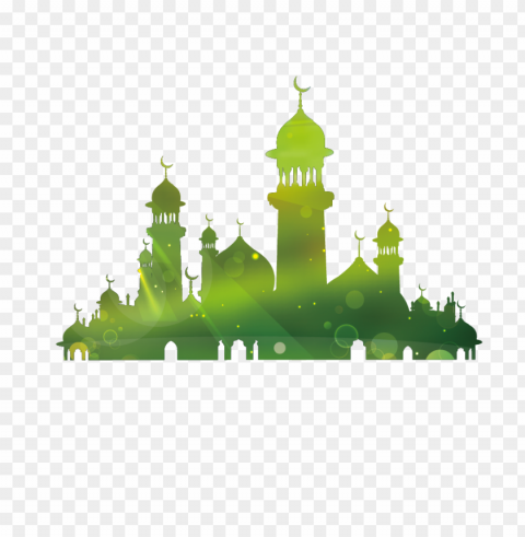 green islamic mosque illustration silhouette PNG images without licensing
