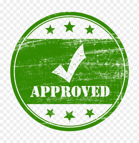 green round approved stamp with check icon PNG Isolated Design Element with Clarity