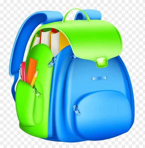 green school bag PNG Isolated Illustration with Clear Background