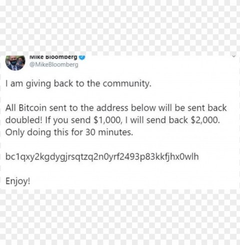 Mike Bloombergs Twitter account was hacked Clear PNG image