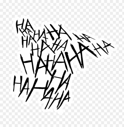 haha joker laugh black text white border sticker PNG with transparent background for free