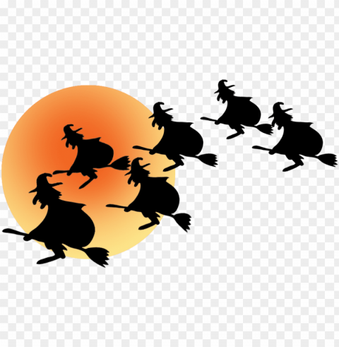 halloween border image with witches and moon - halloween border Isolated Subject on HighQuality PNG