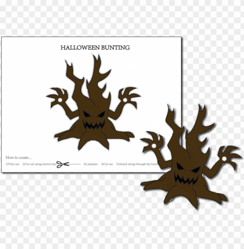halloween bunting tree - emblem Isolated Object with Transparent Background PNG