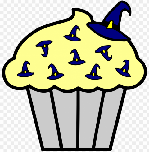 halloween cup cake blue witch hats Clean Background Isolated PNG Art