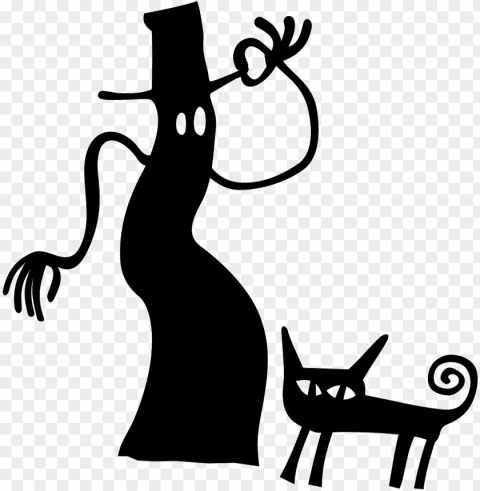 Halloween Figure And Black Cat Clean Background Isolated PNG Design