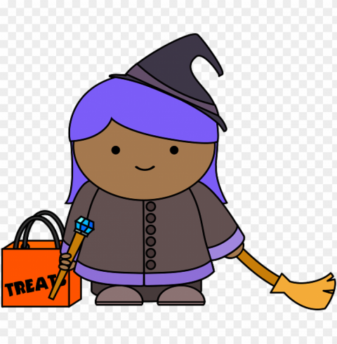 halloween girl in witch costume Clean Background Isolated PNG Graphic Detail
