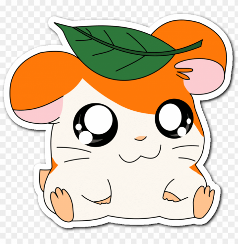 hamtaro hamster kawaii cute anime orange white green - hamtaro cute Isolated Illustration with Clear Background PNG