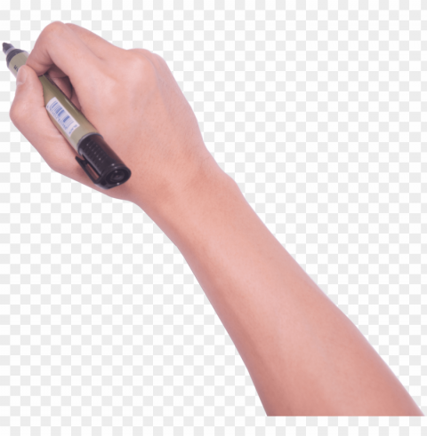 hand holding marker - hand with pen Clear Background Isolated PNG Graphic