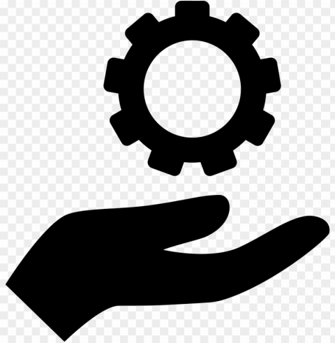hand holding up a gear svg icon free- hand with gear icon PNG transparent graphic