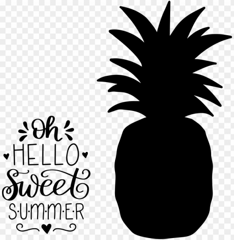 hand-lettered sweet summer pineapple free cut file - pineapple sv PNG isolated