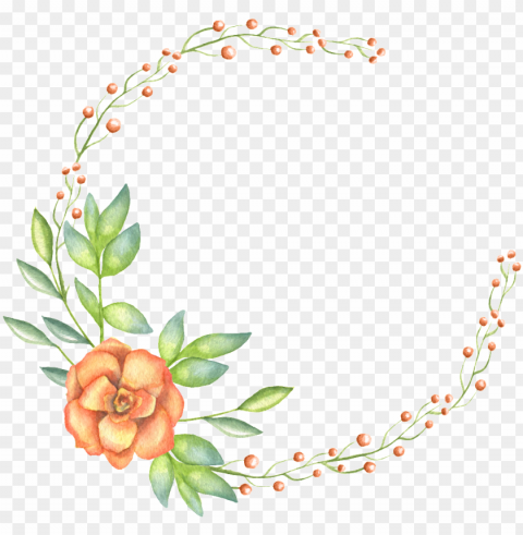 hand painted a flower and garland flowers transparent - orange floral border PNG clear background