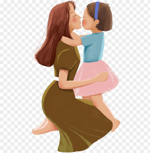 hand painted cartoon mother and daughter decoration - mother PNG clear background