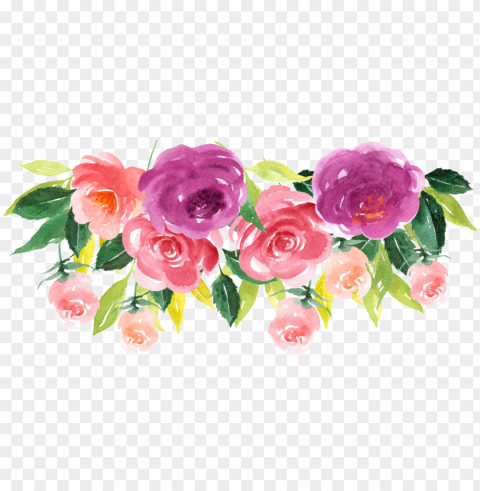 hand painted purple flowers transparent - animals and flowers watercolor PNG Object Isolated with Transparency