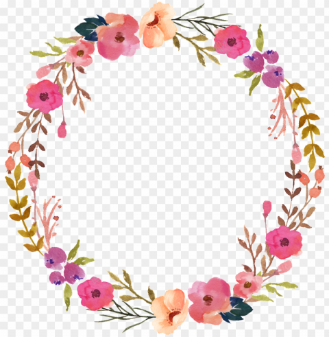 hand painted ornamental - pink flower wreath High-resolution PNG images with transparent background