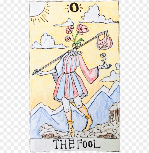 handmade personal design tarot card the fool - cartoo Transparent Background PNG Isolated Art