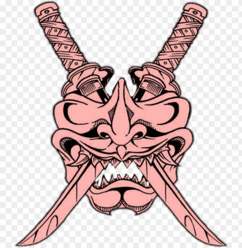 Hannya Mask Oni Demon - Samurai Sword Tattoo Designs Isolated Icon In HighQuality Transparent PNG