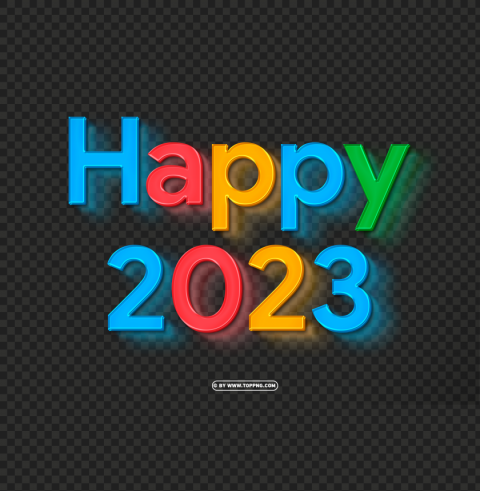 happy 2023 with colorful 3d style text effect Isolated Graphic in Transparent PNG Format