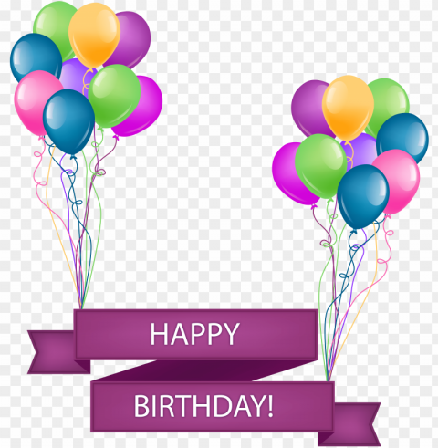 Happy Birthday Banner With Balloons Isolated Character In Transparent PNG Format