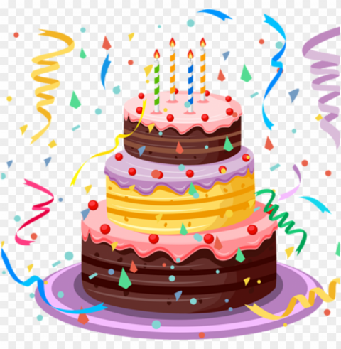 happy birthday cake clipart birthday cake with confetti - transparent background birthday cake PNG without watermark free