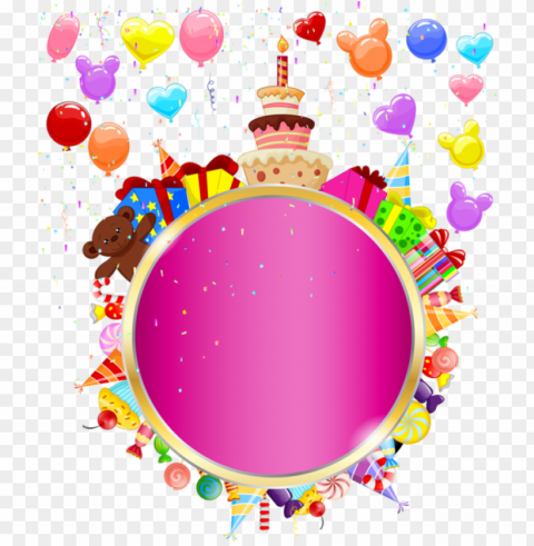 happy birthday clipart round - happy birthday round frame PNG for business use