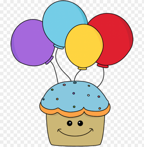 happy birthday cupcake clipart cupcake balloons - cute birthday clipart Transparent Background Isolated PNG Item
