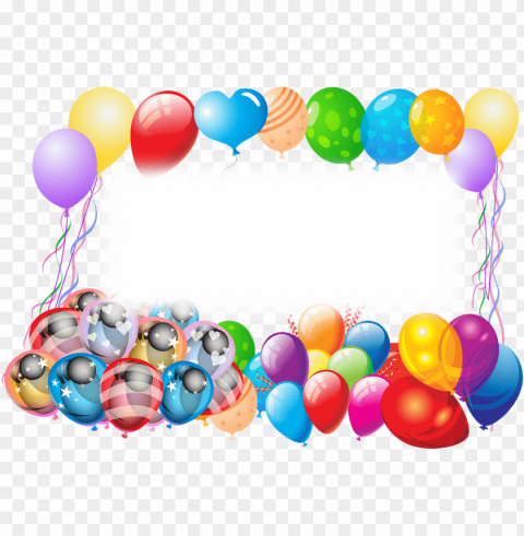 happy birthday frame with balloons Transparent PNG Object Isolation