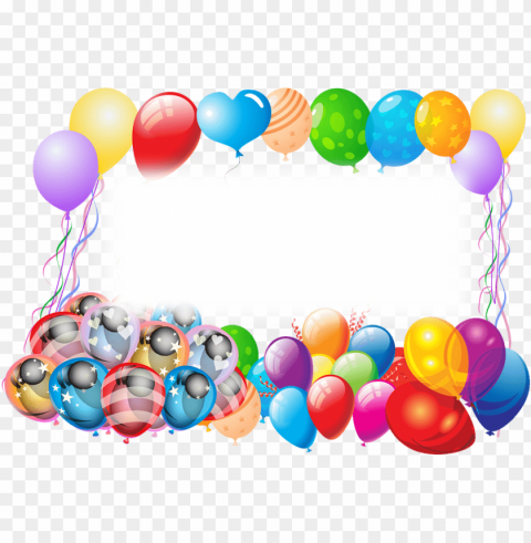 Happy Birthday Frame With Balloons Transparent PNG Object Isolation