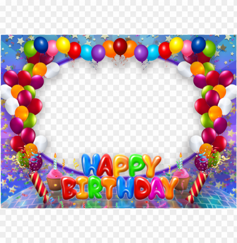 happy birthday transparent frame with balloons - happy birthday photo frames Images in PNG format with transparency