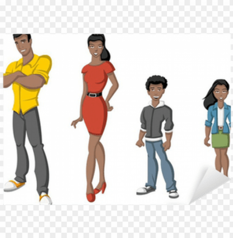 happy cartoon african family - balck family clipart PNG transparent design bundle