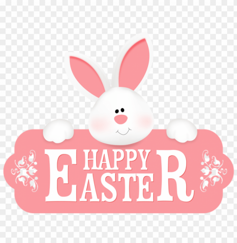 happy easter pink bunny banner HighQuality Transparent PNG Isolated Object