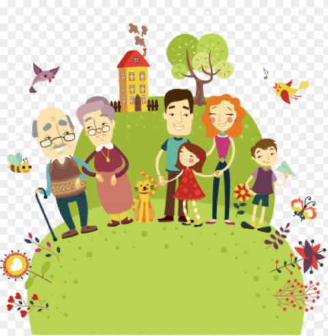 happy family house and animals free vector illustration - happy family vector PNG images with clear background