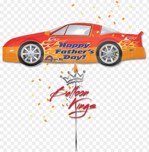 Happy Fathers Day Speed Car - Happy Fathers Day - Mylar Balloons Foil PNG Format With No Background