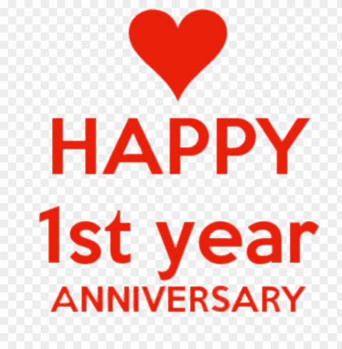 happy first anniversary red letters Isolated Graphic in Transparent PNG Format