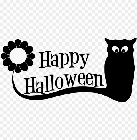 happy halloween cat and flower Clear Background Isolated PNG Object