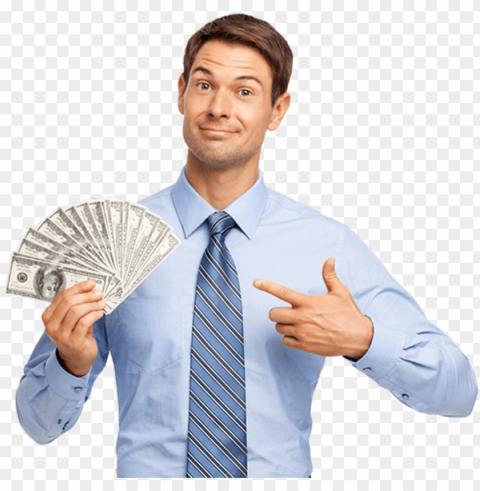 happy man holding in his hand bundles of money cash - man with money Free PNG transparent images