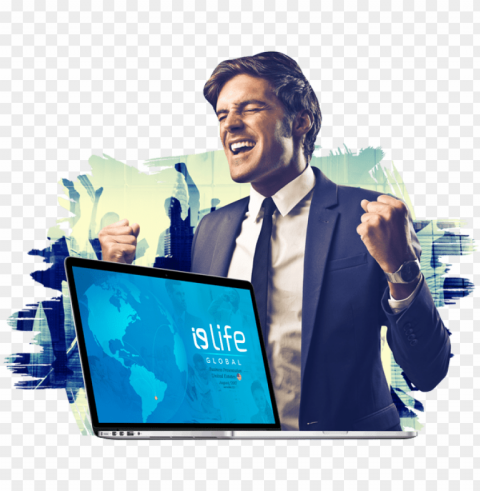 happy man i9life - success and happy ma Isolated Character on Transparent Background PNG