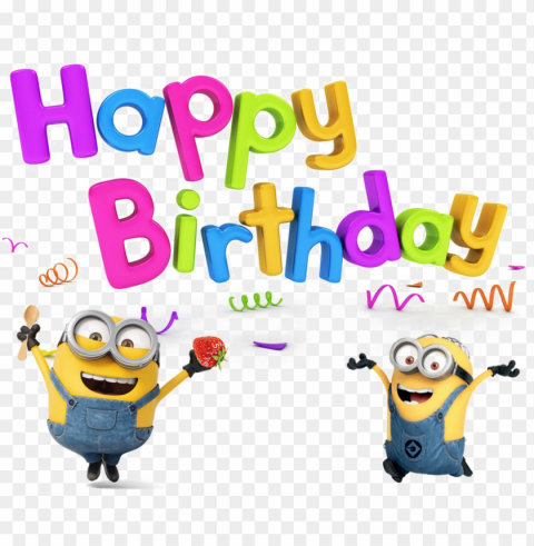 happy minions image transparent - happy 4th birthday card Clear Background PNG Isolated Design Element