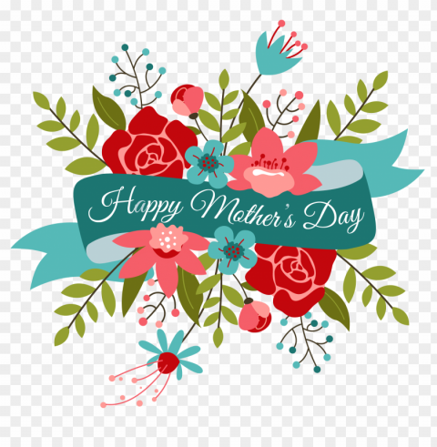 Happy Mothers Day Bouquet Isolated Graphic On Clear Transparent PNG