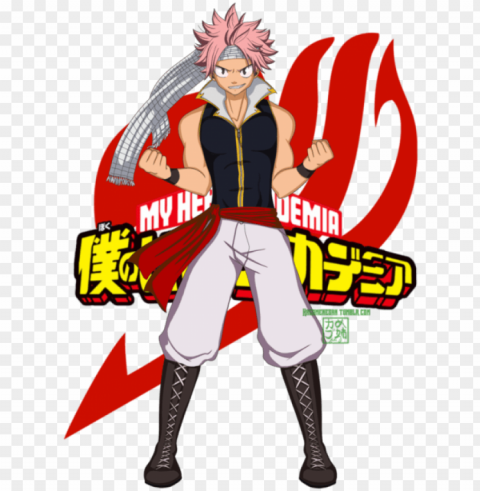 happy natsu day you guys - my hero academia and fairy tail crossover PNG for social media