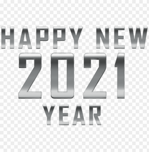 happy new 2021 silver Isolated Element with Clear Background PNG