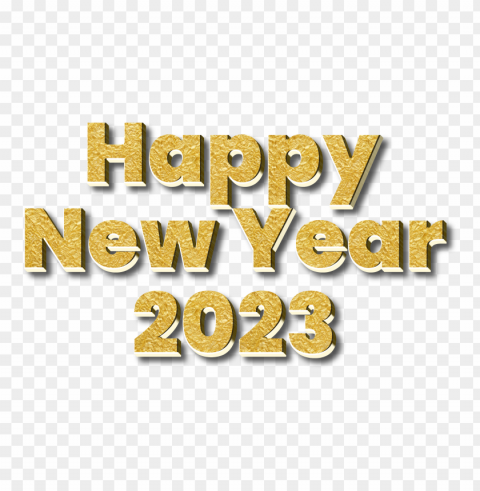 happy new year 2023 golden paper 3d text PNG Image with Isolated Graphic Element