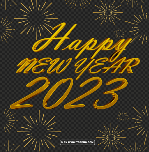 happy new year 2023 with firework explosions PNG transparent designs