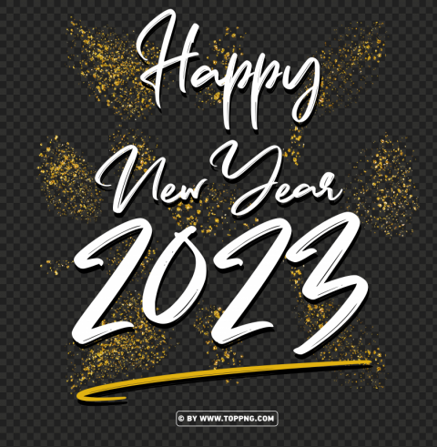 happy new year 2023 with glitter PNG with no background required