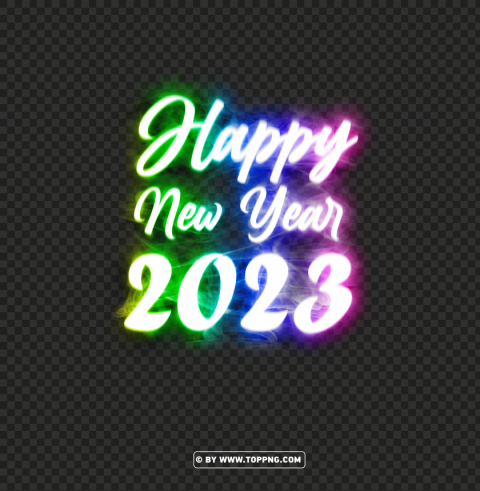 Happy New Year 2023 With Rainbow Smoke PNG With Transparency And Isolation