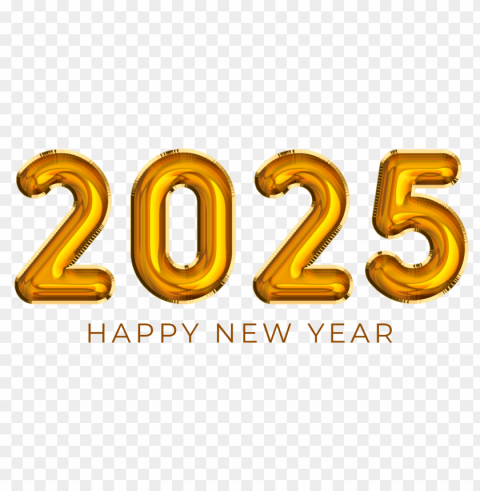 happy new year 2025 golden balloon PNG images no background