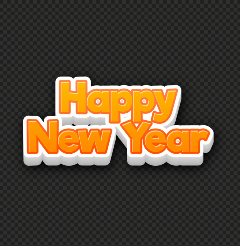 happy new year orange 3d text PNG images with transparent layer - Image ID ebda40a3