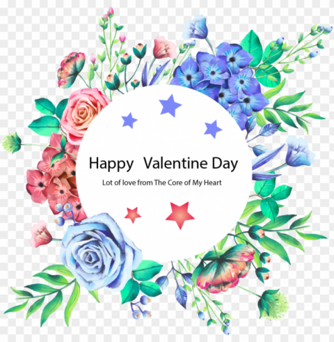 happy valentine day beautiful frame water color flower - wild flowers frame PNG Graphic with Transparent Background Isolation