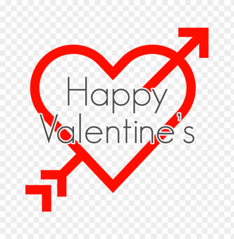 happy valentine's arrow in heart Isolated Artwork on Transparent Background PNG